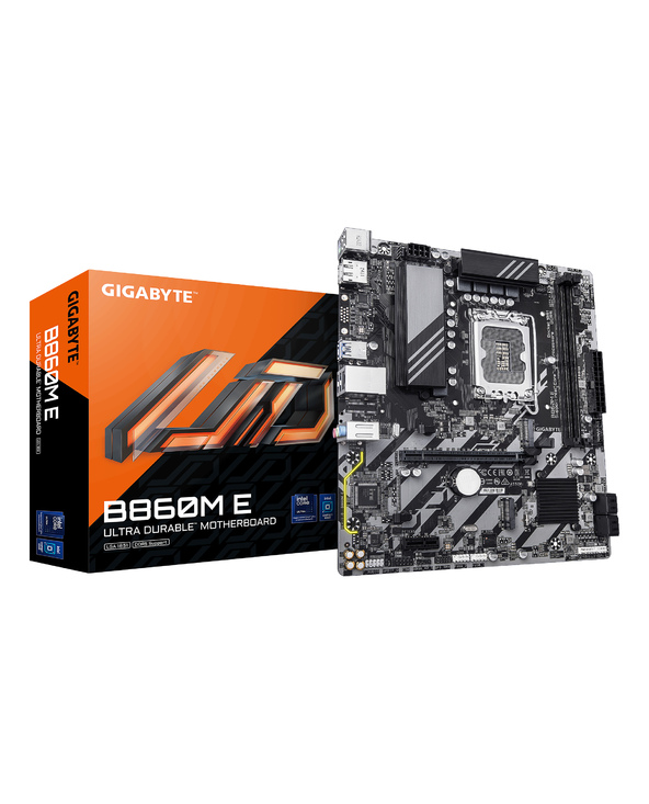 GIGABYTE B860M E Carte Mère - Processeurs Intel Core Ultra Series, VRM 4+1+2 phases, jusqu’à 8800MHz DDR5 (O.C), 2xPCIe 4.0 M.2,