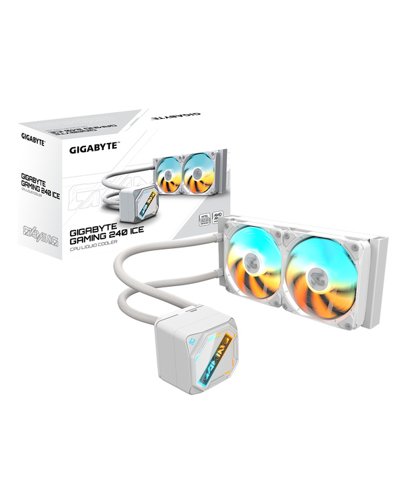 GIGABYTE GAMING 240 ICE Refroidisseur Liquide pour CPU - 2x120mm Ventilateurs ARGB, mécanisme d’emboîtement coulissant, DAISY-CH