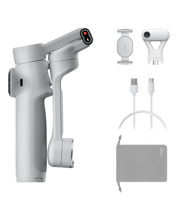 Insta360 Flow 2 AI Tracker Bundle Stabilisateur de caméra de smartphone Gris clair