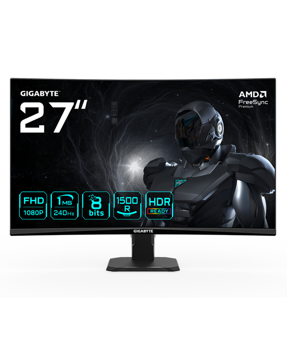 GIGABYTE GS27FC2 MONITEUR GAMING INCURVÉ 27" FHD - 1920 X 1080, 240HZ, 1MS, 350 CD/M², HDR READY, HDMI 2.0, DISPLAYPORT 1.4 LED 