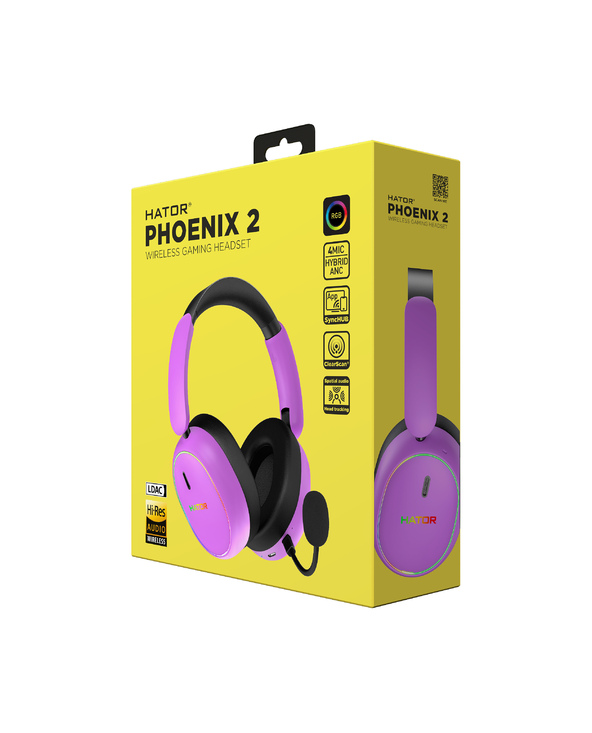 HATOR Phoenix 2 Wireless Casque Avec fil &sans fil Arceau Gaming USB Type-C / USB Type-A Bluetooth Violet