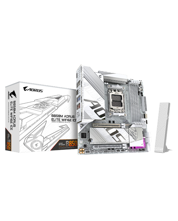 GIGABYTE B850M AORUS ELITE WIFI6E ICE Carte Mère - Processeurs AMD Ryzen Série 9000, 12+2+1 phases VRM numériques, jusqu'à 8200M