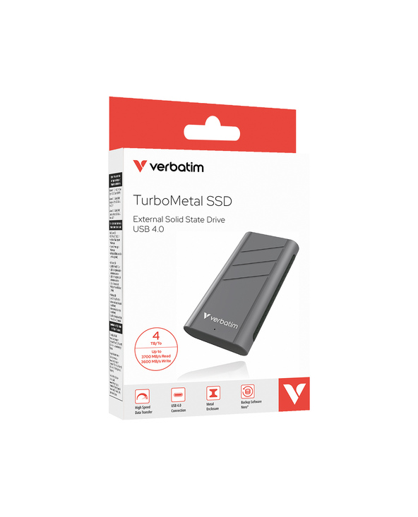 Verbatim TurboMetal SSD USB4 4TB 4 To USB Type-C USB4 Gen 2x2 Argent