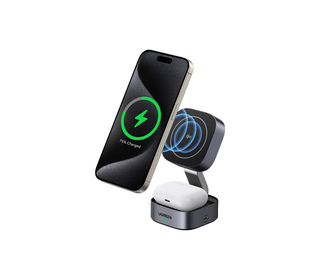 Ugreen 35316 chargeur d'appareils mobiles Casque, Smartphone, Smartwatch Gris USB Recharge sans fil Charge rapide Intérieure