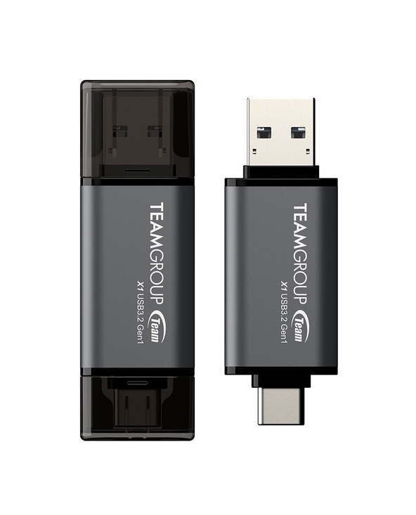 Team Group X1 USB 3.2 Gen1 lecteur USB flash 128 Go USB Type-A / USB Type-C 3.2 Gen 1 (3.1 Gen 1) Noir, Gris