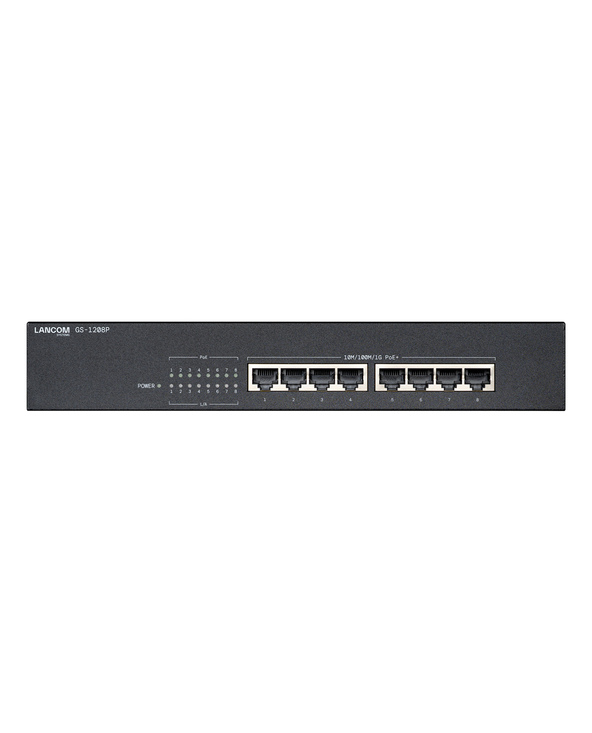 GS-1208P Non-géré Gigabit Ethernet (10/100/1000) Connexion Ethernet, supportant l'alimentation via ce port (PoE) 1U Noir