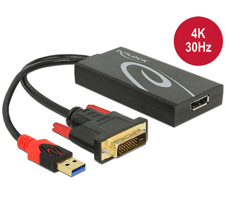 DeLOCK 0.3m, DVI 24+1 + USB-A/Displayport 20p 0,3 m DVI-D + USB HDMI Noir