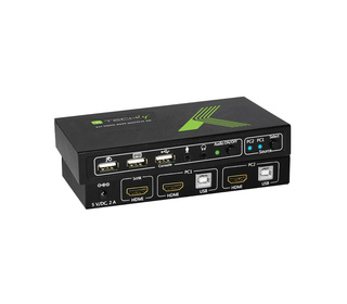 Techly 2x1 USB HDMI KVM Switch 4Kx2K IDATA KVM-HDMI2U commutateur écran, clavier et souris Noir