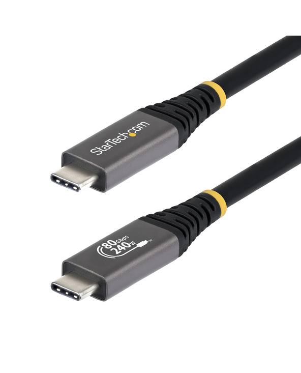 StarTech.com Câble USB4 de 1,5m, 80 Gbit/s, Câble USB-C Certifié USB-IF, 240 W PD, 8K 120 Hz/4K 240 Hz DP2.1 DP80, Gaine en TPE,