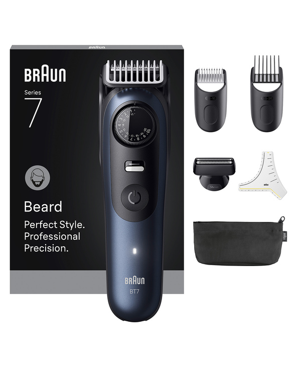 Braun BeardTrimmer 7 BT7520 Batterie 40 2 cm Mouillé & sec Noir, Bleu