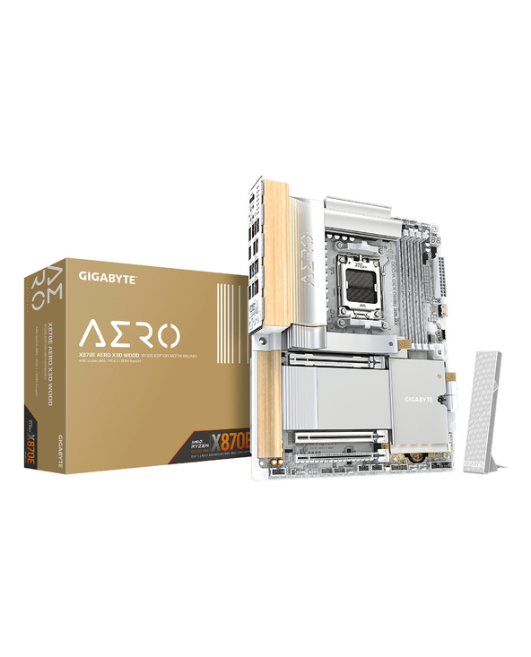 GIGABYTE X870E AERO X3D WOOD Carte Mère - Prend en charge les processeurs AMD Ryzen 9000, VRM numérique 16+2+2 phases, jusqu’à 9