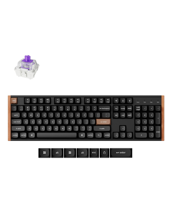 Keychron K10 HE clavier Gaming USB + RF Wireless + Bluetooth QWERTY Anglais Noir, Bois