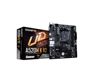 GIGABYTE Carte mère A520M K V2 - Prend en charge les processeurs AMD Ryzen série 5000 AM4, jusqu'à 5100MHz DDR4 (OC), PCIe Gen3 