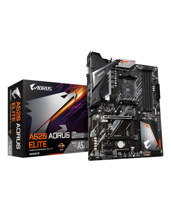 GIGABYTE Carte mère A520 AORUS ELITE - Compatible avec les processeurs AMD Ryzen série 5000 AM4, VRM numérique pur 5+3 phases, j