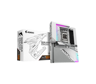 GIGABYTE B650E AORUS STEALTH ICE Carte mère - AMD Ryzen série 9000, VRM 12+2+2 phases, jusqu'à 8000 MHz DDR5 (OC), 1xPCIe 5.0 + 