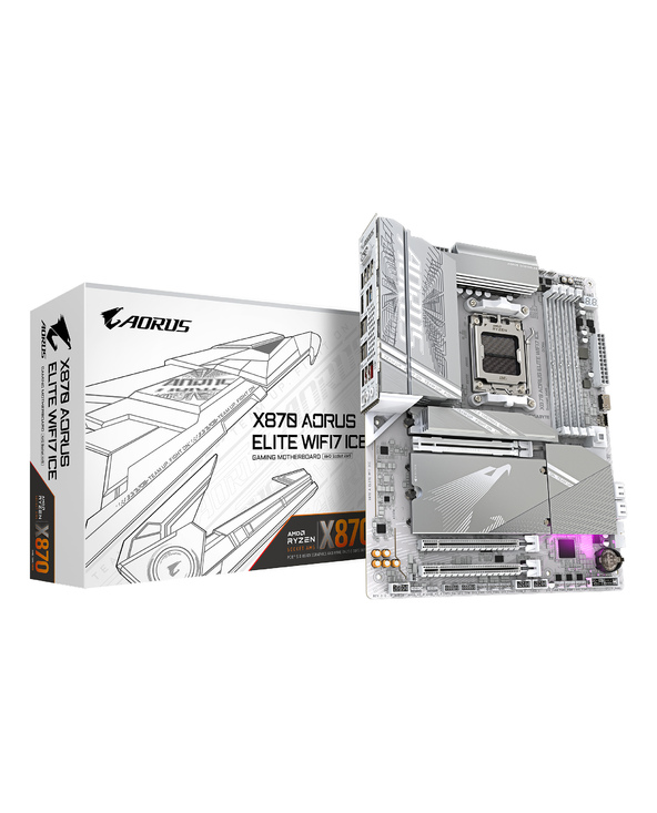 GIGABYTE X870 AORUS ELITE WIFI7 ICE Carte Mère - Prend en charge les processeurs AMD Ryzen 9000, 16+2+2 phases VRM numérique, ju