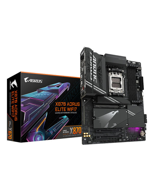 GIGABYTE X870 AORUS ELITE WIFI7 Carte Mère - Prend en charge les processeurs AMD Ryzen 9000, 16+2+2 phases VRM, jusqu'à 8000MHz 