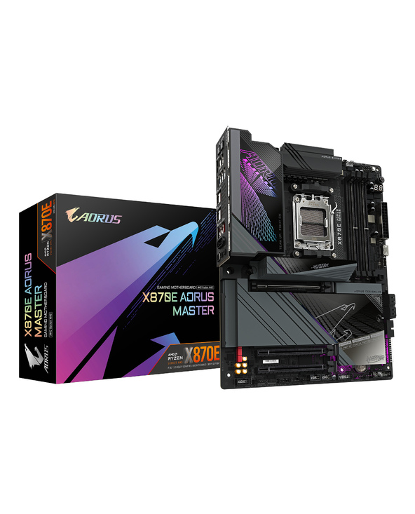 GIGABYTE X870E AORUS MASTER Carte Mère - Prend en charge les processeurs AMD Ryzen 9000, 16+2+2 phases VRM numérique, jusqu'à 86