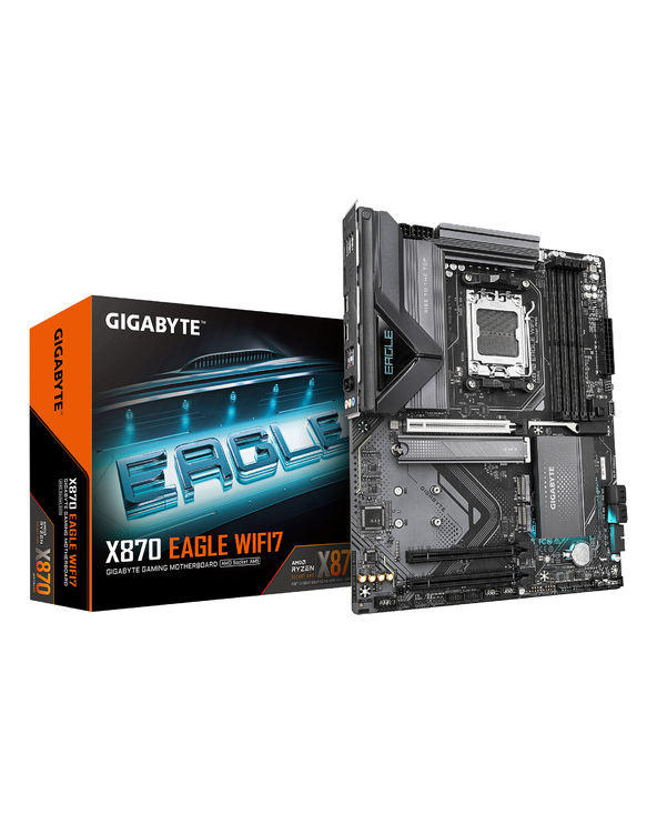 GIGABYTE X870 EAGLE WIFI7 Carte Mère - Prend en charge les processeurs AMD Ryzen 9000, 14+2+2 phases VRM, jusqu'à 8000MHz DDR5 (