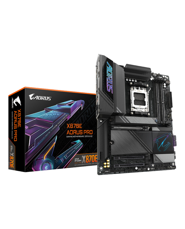 GIGABYTE X870E AORUS PRO Carte Mère - Prend en charge les processeurs AMD Ryzen 9000, 16+2+2 phases VRM numérique, jusqu'à 8000M