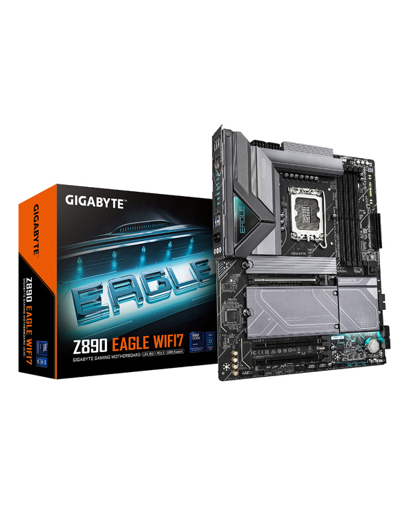 GIGABYTE Carte mère Z890 EAGLE WIFI7 - Prend en charge les processeurs Intel Core Ultra (Série 2), VRM à 14+1+2 phases, jusqu'à 