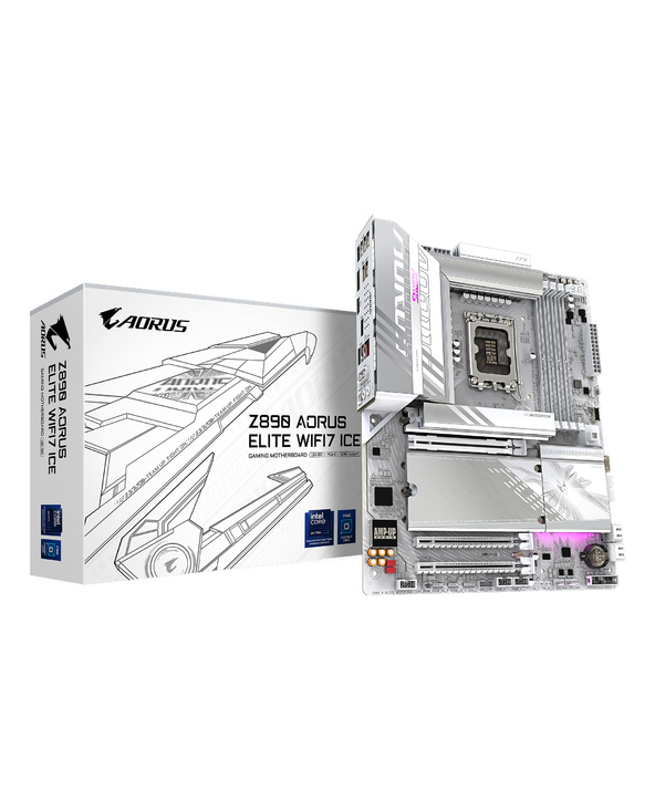 GIGABYTE Carte mère Z890 AORUS ELITE WIFI7 ICE - Prend en charge les processeurs Intel Core Ultra (Série 2), VRM à 16+1+2 phases