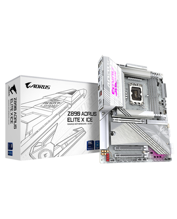GIGABYTE Carte mère Z890 AORUS ELITE X ICE - Prend en charge les processeurs Intel Core Ultra (Série 2), VRM à 16+1+2 phases, ju