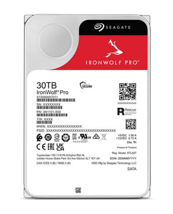 Seagate IronWolf Pro ST30000NT011 disque dur 30 To 7200 tr/min 512 Mo 3.5" Série ATA III
