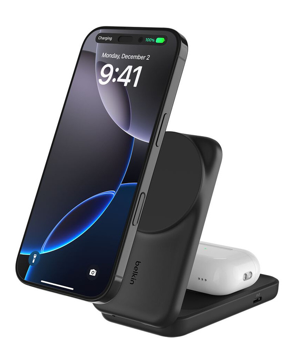 Belkin Qi2 Fitness tracker, Casques, Smartphone, Smartwatch Noir USB Recharge sans fil Charge rapide Intérieure