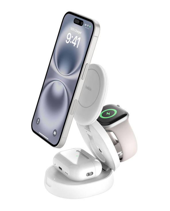 Belkin WIZ034KQWH chargeur d'appareils mobiles Casque, Smartphone, Smartwatch Blanc USB Recharge sans fil Charge rapide Intérieu