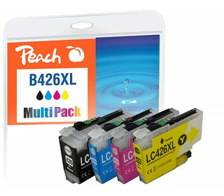 Peach PI500-395 cartouche d'encre 4 pièce(s) Compatible Rendement élevé (XL) Noir, Cyan, Magenta, Jaune