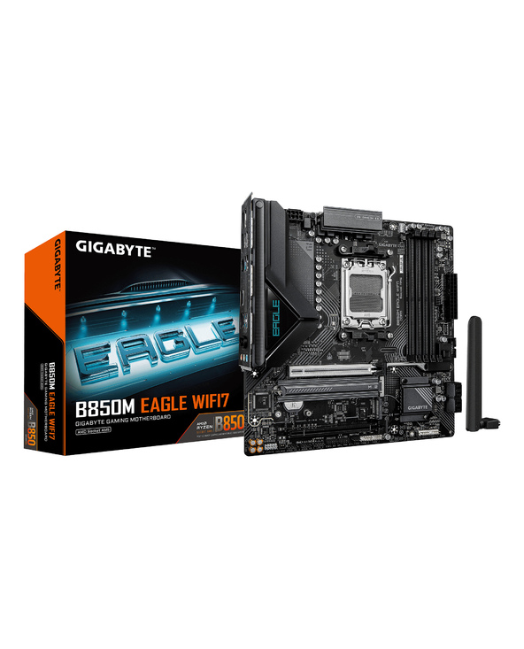 GIGABYTE B850M EAGLE WIFI7 Carte Mère – Processeurs AMD Ryzen 9000 Series, VRM numérique 8+2+2 phases, jusqu’à 8200 MHz DDR5 (O.