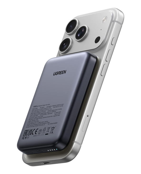 Ugreen 25919 banque d'alimentation électrique Lithium Polymère (LiPo) 10000 mAh Recharge sans fil Gris