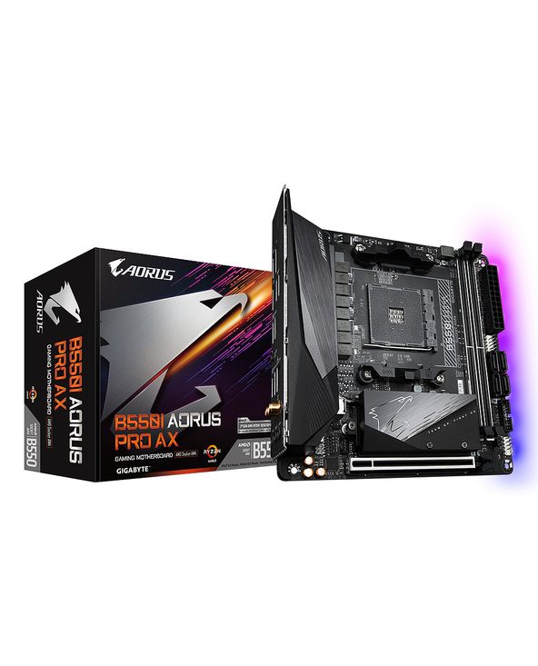 GIGABYTE B550I AORUS PRO AX Carte mère - Processeurs AMD Ryzen 5000, VRM 8 phases, jusqu'à 5300 MHz DDR4, 1xPCIe 4.0 + 1xPCIe 3.