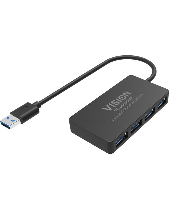 Vision TC-USBHUB4P hub & concentrateur USB 3.2 Gen 1 (3.1 Gen 1) Type-A 5 Mbit/s Noir