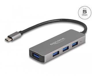 DeLOCK Hub de 4 prises USB 5 Gbps avec connecteur USB Type-C – prises USB Type-A latérales