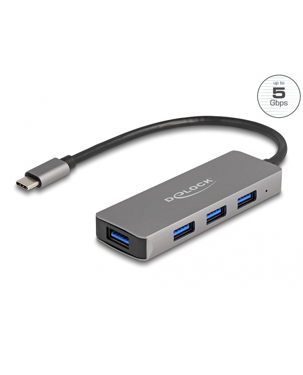 DeLOCK Hub de 4 prises USB 5 Gbps avec connecteur USB Type-C – prises USB Type-A latérales