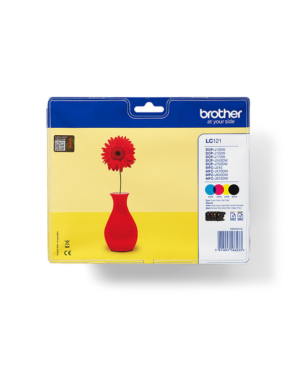 Brother LC121VALBPDR cartouche d'encre 4 pièce(s) Original Noir, Cyan, Magenta, Jaune