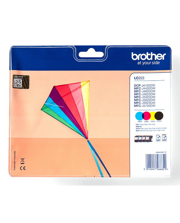Brother LC223VALBPDR cartouche d'encre 4 pièce(s) Original Noir, Cyan, Magenta, Jaune