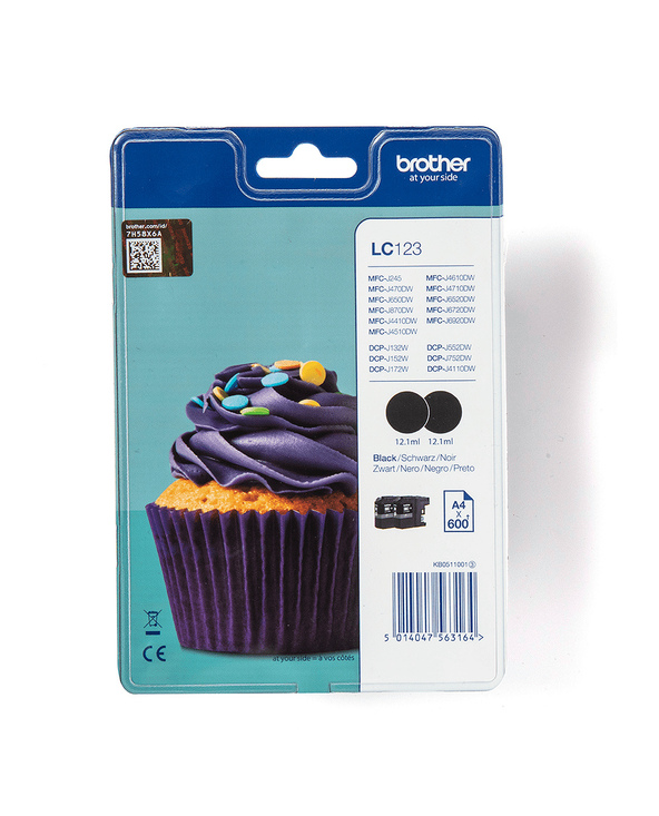 Brother LC123BKBP2 cartouche d'encre 2 pièce(s) Original Noir