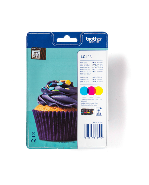 Brother LC123RBWBP cartouche d'encre 3 pièce(s) Original Cyan, Magenta, Jaune