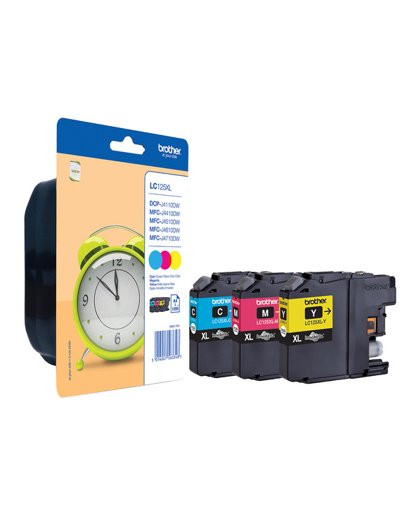 Brother LC125XLRBWBP cartouche d'encre 3 pièce(s) Original Rendement élevé (XL) Cyan, Magenta, Jaune