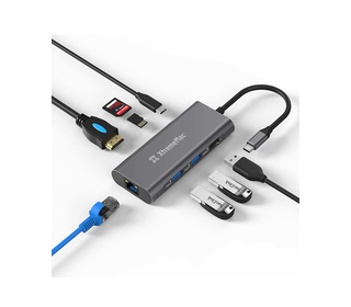 XtremeMac XWH-HUB8-13 hub & concentrateur USB Type-C 40000 Mbit/s Gris