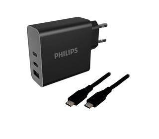 MCL DLP2683B/12CN - Chargeur secteur Philips 65W + câble Type C 2m Universel Noir Charge rapide Intérieure