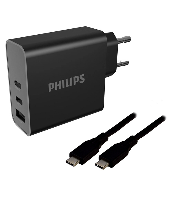 MCL DLP2683B/12CN - Chargeur secteur Philips 65W + câble Type C 2m Universel Noir Charge rapide Intérieure