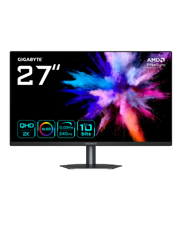 GIGABYTE GO27Q24 27” MONITEUR GAMING OLED 2K QHD - 2560 X 1440, 240HZ, 0.03MS, 400 CD/M², FREESYNC PREMIUM PRO, HDMI 2.0, DISPLA