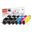 Peach PI100-328 cartouche d'encre 6 pièce(s) Compatible Rendement standard Noir, Bleu, Rose, Jaune