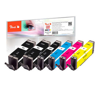 Peach PI100-328 cartouche d'encre 6 pièce(s) Compatible Rendement standard Noir, Bleu, Rose, Jaune