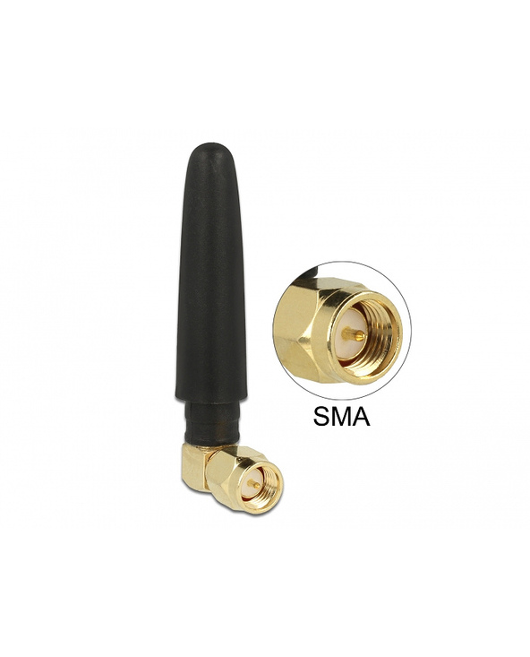 DeLOCK Antenne WLAN 802.11 b/g/n SMA mâle 90° 2 dBi, , omnidirectionnelle, matériau flexible, noire