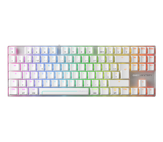 CHERRY MX 8.2 Pro TMR Wireless clavier Gaming USB + RF Wireless + Bluetooth AZERTY Français Argent, Blanc